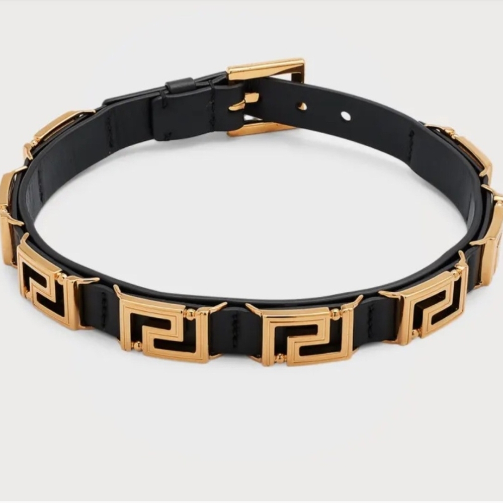 Versace Greca Leather Choker